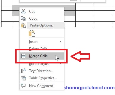 merge cells pada tabel word