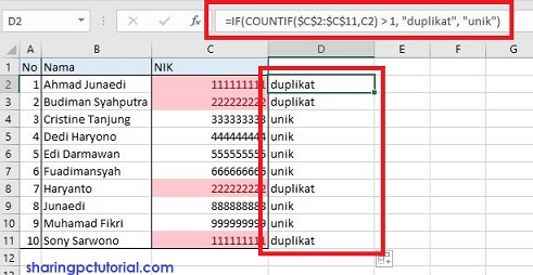 Screenshot tutorial Menghapus Data di Excel