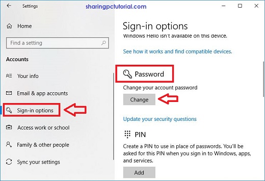 cara mengganti password login komputer windows 10