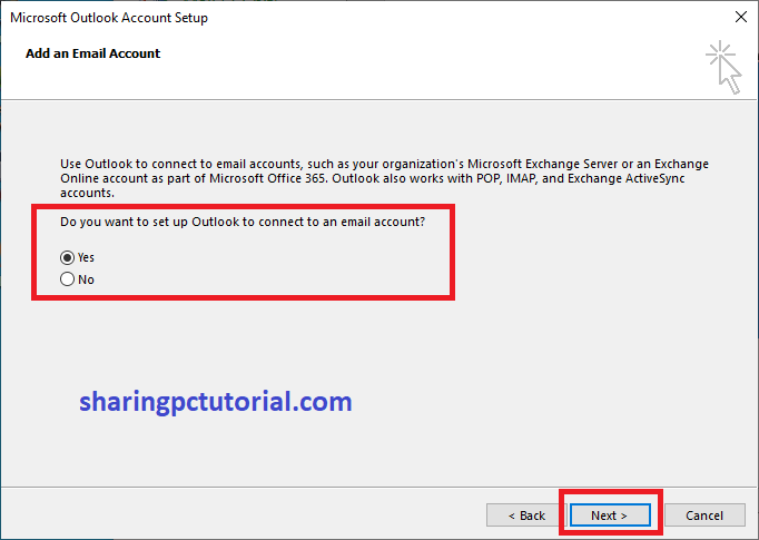Cara setting Outlook untuk membuka Gmail