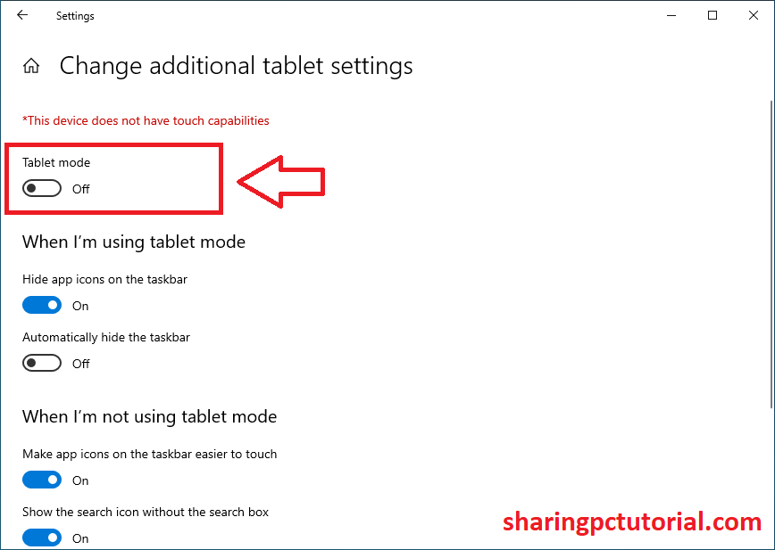 Menonaktifkan tablet mode windows 10